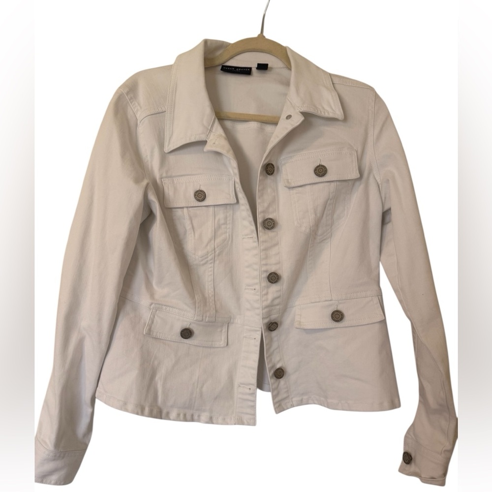 Susan Graver Women's White Denim Jacket Size M